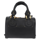 Chloe Aurora Paddington Hand Bag Leather 2way Black Gold Auth BA13096V-3