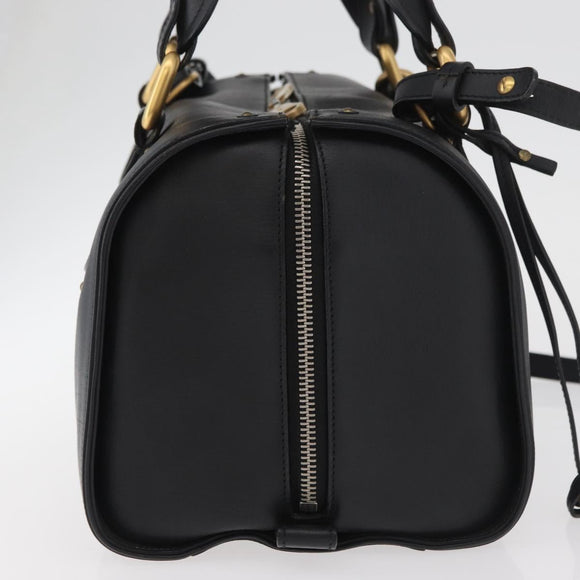 Chloe Aurora Paddington Hand Bag Leather 2way Black Gold Auth BA13096V