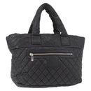 CHANEL Cococoon Tote Bag Nylon Black Silver CC Auth BA13097-1
