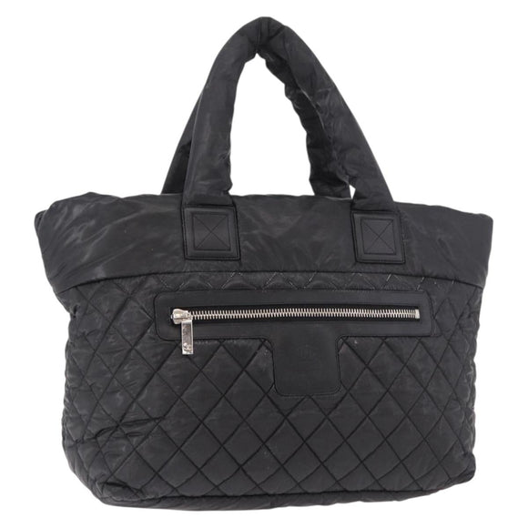 CHANEL Cococoon Tote Bag Nylon Black Silver CC Auth BA13097