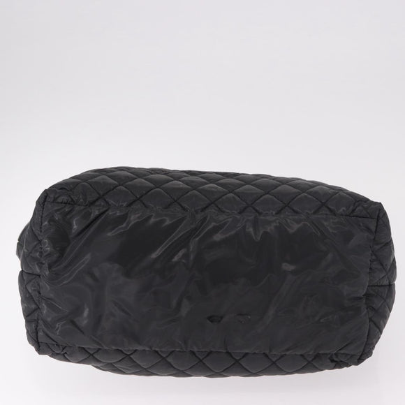 CHANEL Cococoon Tote Bag Nylon Black Silver CC Auth BA13097