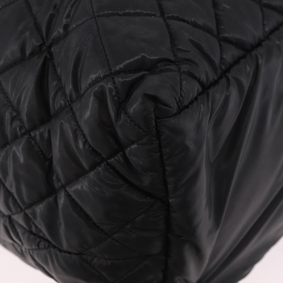 CHANEL Cococoon Tote Bag Nylon Black Silver CC Auth BA13097