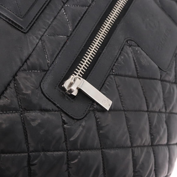 CHANEL Cococoon Tote Bag Nylon Black Silver CC Auth BA13097