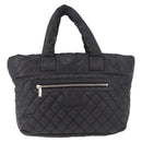 CHANEL Cococoon Tote Bag Nylon Black Silver CC Auth BA13097-2