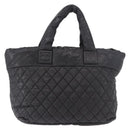 CHANEL Cococoon Tote Bag Nylon Black Silver CC Auth BA13097-3