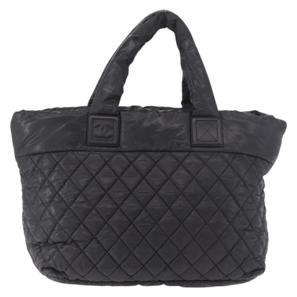 CHANEL Cococoon Tote Bag Nylon Black Silver CC Auth BA13097
