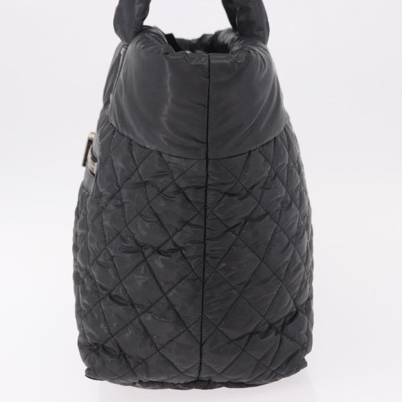 CHANEL Cococoon Tote Bag Nylon Black Silver CC Auth BA13097