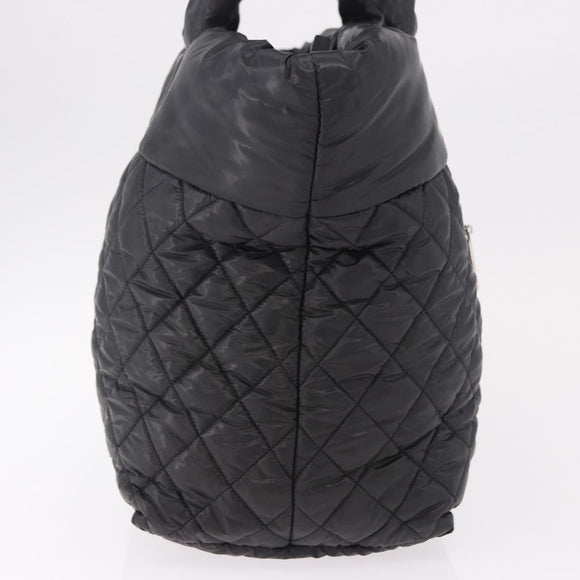 CHANEL Cococoon Tote Bag Nylon Black Silver CC Auth BA13097