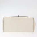 CHANEL Choco Bar Chain Shoulder Bag Leather White Silver black CC Auth BA13099A-10