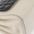 CHANEL Choco Bar Chain Shoulder Bag Leather White Silver black CC Auth BA13099A-11