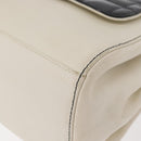 CHANEL Choco Bar Chain Shoulder Bag Leather White Silver black CC Auth BA13099A-12