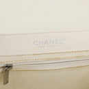 CHANEL Choco Bar Chain Shoulder Bag Leather White Silver black CC Auth BA13099A-19