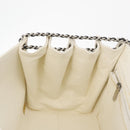 CHANEL Choco Bar Chain Shoulder Bag Leather White Silver black CC Auth BA13099A-21