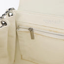 CHANEL Choco Bar Chain Shoulder Bag Leather White Silver black CC Auth BA13099A-22