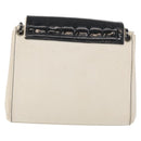 CHANEL Choco Bar Chain Shoulder Bag Leather White Silver black CC Auth BA13099A-3