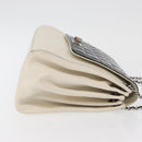 CHANEL Choco Bar Chain Shoulder Bag Leather White Silver black CC Auth BA13099A-5