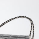 CHANEL Choco Bar Chain Shoulder Bag Leather White Silver black CC Auth BA13099A-9