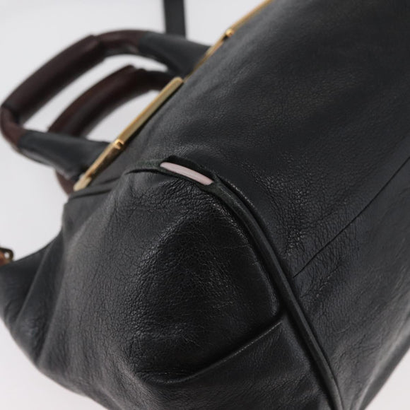Chloe Etel Handtas Leer 2way Zwart Goud Auth BA13103
