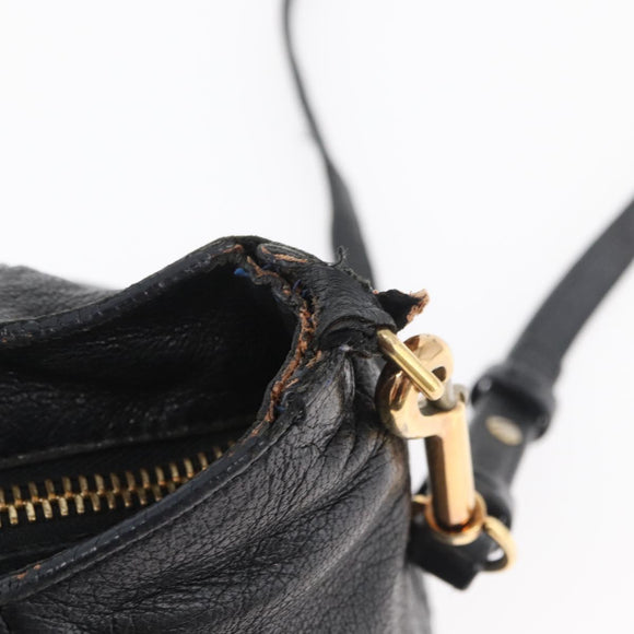 Chloe Etel Handtas Leer 2way Zwart Goud Auth BA13103