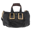 Chloe Etel Handtas Leer 2way Zwart Goud Auth BA13103-2