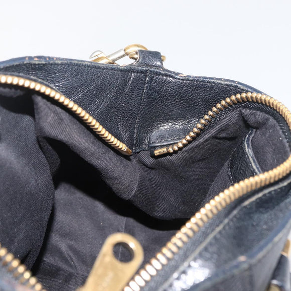 Chloe Etel Handtas Leer 2way Zwart Goud Auth BA13103