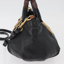 Chloe Etel Handtas Leer 2way Zwart Goud Auth BA13103-4