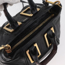 Chloe Etel Handtas Leer 2way Zwart Goud Auth BA13103-6