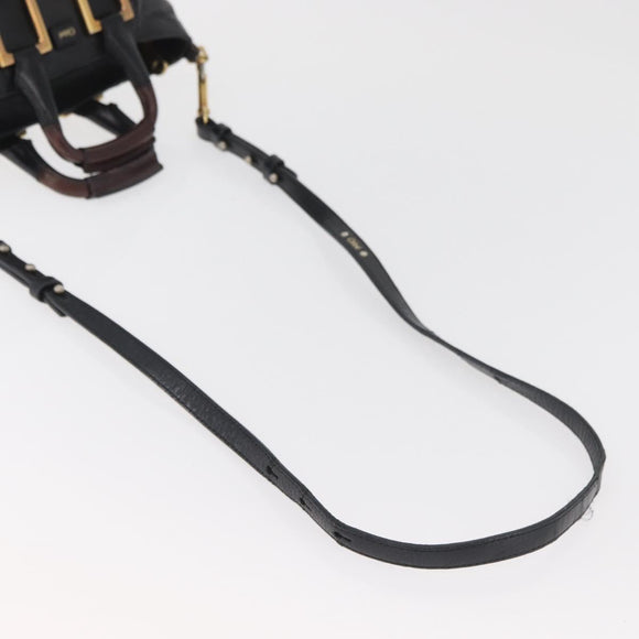 Chloe Etel Handtas Leer 2way Zwart Goud Auth BA13103