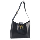 Salvatore Ferragamo Gancini Umhängetasche Leder Navy Gold Auth BA13105-1