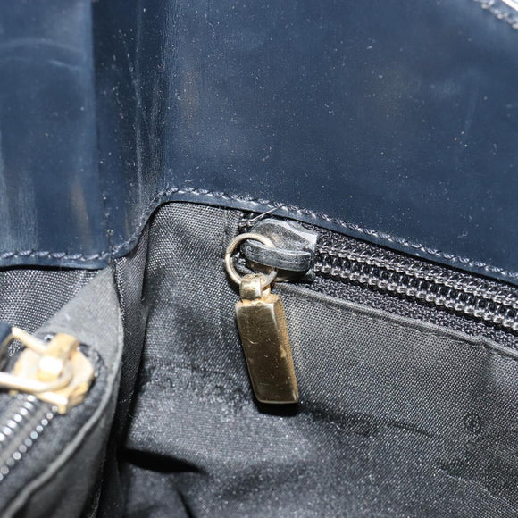 Salvatore Ferragamo Gancini Umhängetasche Leder Navy Gold Auth BA13105