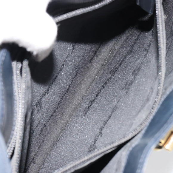Salvatore Ferragamo Gancini Umhängetasche Leder Navy Gold Auth BA13105