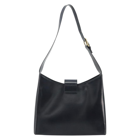 Salvatore Ferragamo Gancini Umhängetasche Leder Navy Gold Auth BA13105