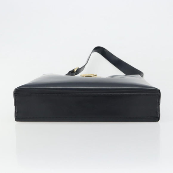 Salvatore Ferragamo Gancini Umhängetasche Leder Navy Gold Auth BA13105