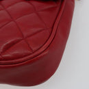 CHANEL Matelassé Ketten-Umhängetasche Lammleder Rot Gold CC Authentisch BA13106-10
