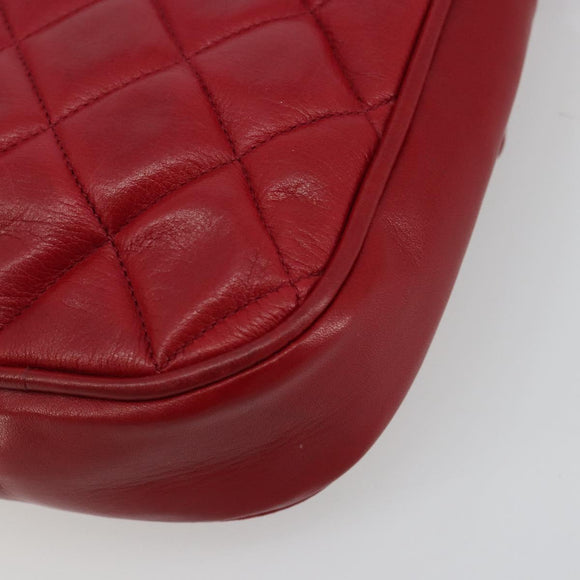 CHANEL Matelassé Ketten-Umhängetasche Lammleder Rot Gold CC Authentisch BA13106