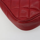 CHANEL Matelassé Ketten-Umhängetasche Lammleder Rot Gold CC Authentisch BA13106-13