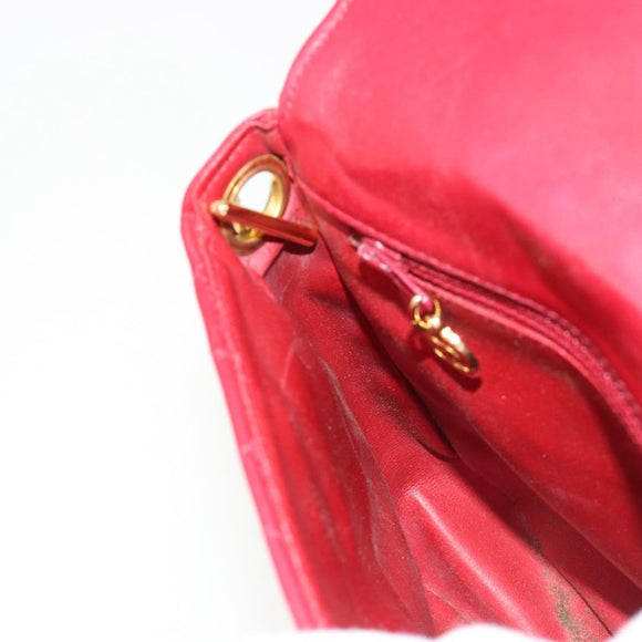 CHANEL Matelassé Ketten-Umhängetasche Lammleder Rot Gold CC Authentisch BA13106