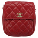 CHANEL Matelassé Ketten-Umhängetasche Lammleder Rot Gold CC Authentisch BA13106-2