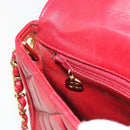 CHANEL Matelassé Ketten-Umhängetasche Lammleder Rot Gold CC Authentisch BA13106-20