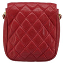 CHANEL Matelassé Ketten-Umhängetasche Lammleder Rot Gold CC Authentisch BA13106-3