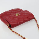 CHANEL Matelassé Ketten-Umhängetasche Lammleder Rot Gold CC Authentisch BA13106-6