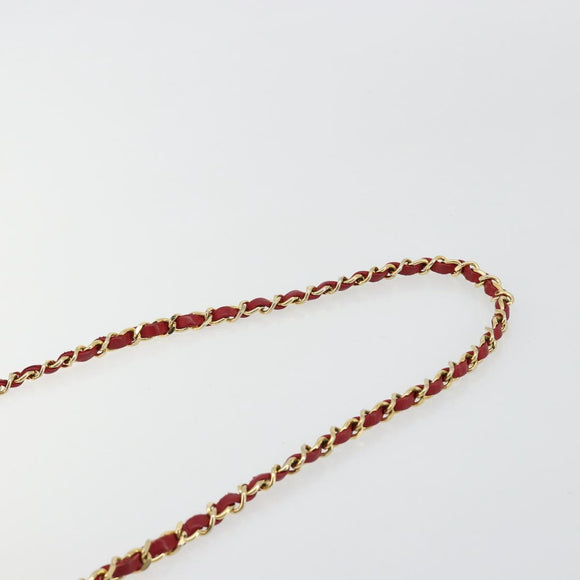 CHANEL Matelassé Ketten-Umhängetasche Lammleder Rot Gold CC Authentisch BA13106