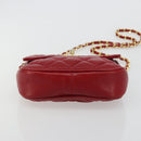 CHANEL Matelassé Ketten-Umhängetasche Lammleder Rot Gold CC Authentisch BA13106-9