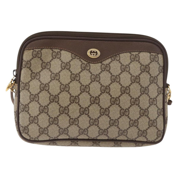 GUCCI GG Supreme Shoulder Bag PVC Beige Gold 97 02 068 Auth BA13116