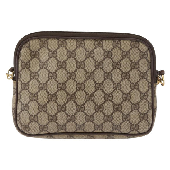 GUCCI GG Supreme Shoulder Bag PVC Beige Gold 97 02 068 Auth BA13116