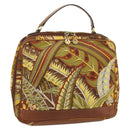 Salvatore Ferragamo Hand Bag Canvas Khaki Gold Auth BA13119-1
