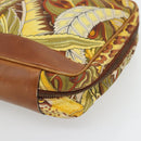 Salvatore Ferragamo Hand Bag Canvas Khaki Gold Auth BA13119-9
