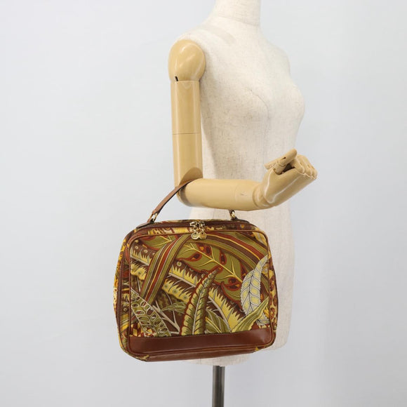 Salvatore Ferragamo Hand Bag Canvas Khaki Gold Auth BA13119