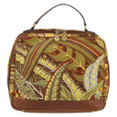 Salvatore Ferragamo Hand Bag Canvas Khaki Gold Auth BA13119-13