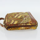 Salvatore Ferragamo Hand Bag Canvas Khaki Gold Auth BA13119-3
